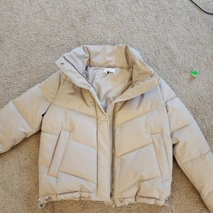 Reiss short puffer jacket ivory cream m